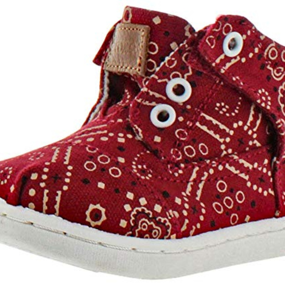 TOMS Tiny Barn Red Botas Bandana High Tops Toddler - Picture 2 of 6